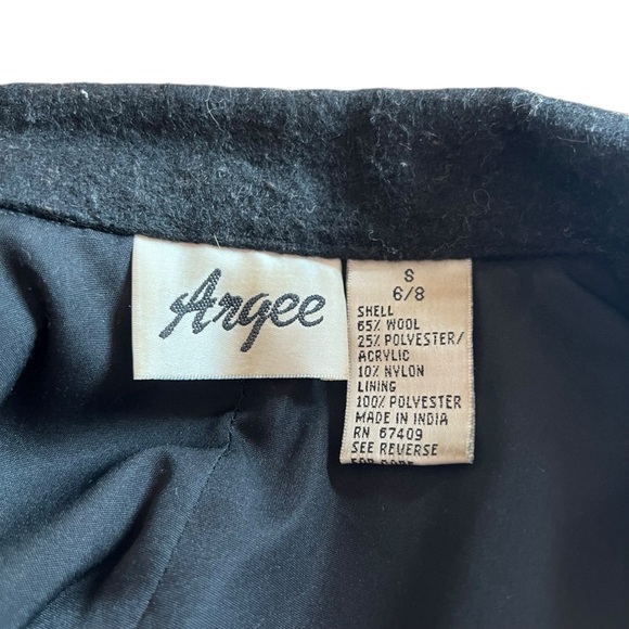 VINTAGE 90s Women’s Preppy Classic Chic Black Wool Zip Up Jacket Sz 6/8 - Picture 6 of 6